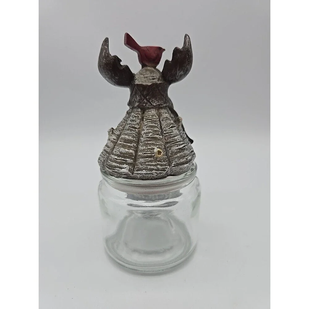 Vintage Holiday Reindeer Believe Candy Jar Christmas Decor